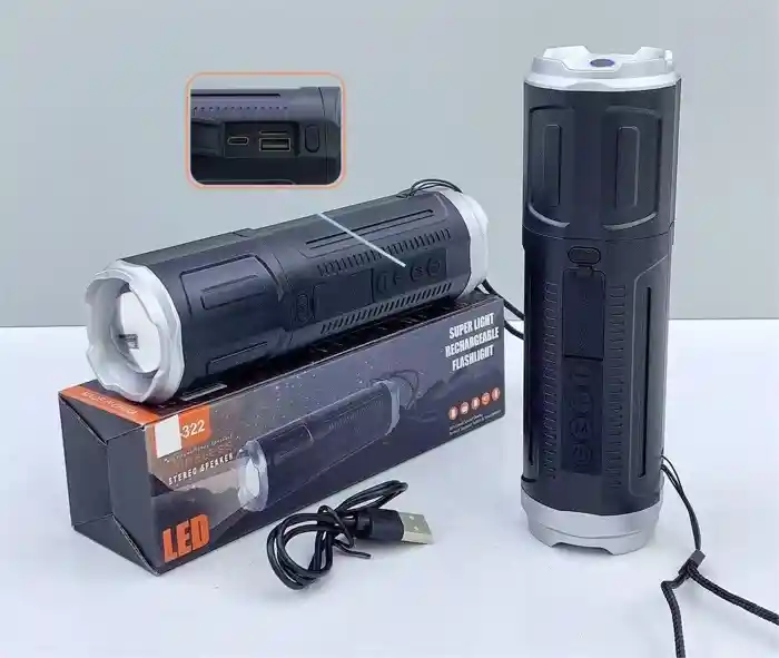 SY-322 Telescopic Zoomable Lamp Wireless BlueTooth Speaker, Outdoor Flashlight, Subwoofer, Portable TWS Card Speaker